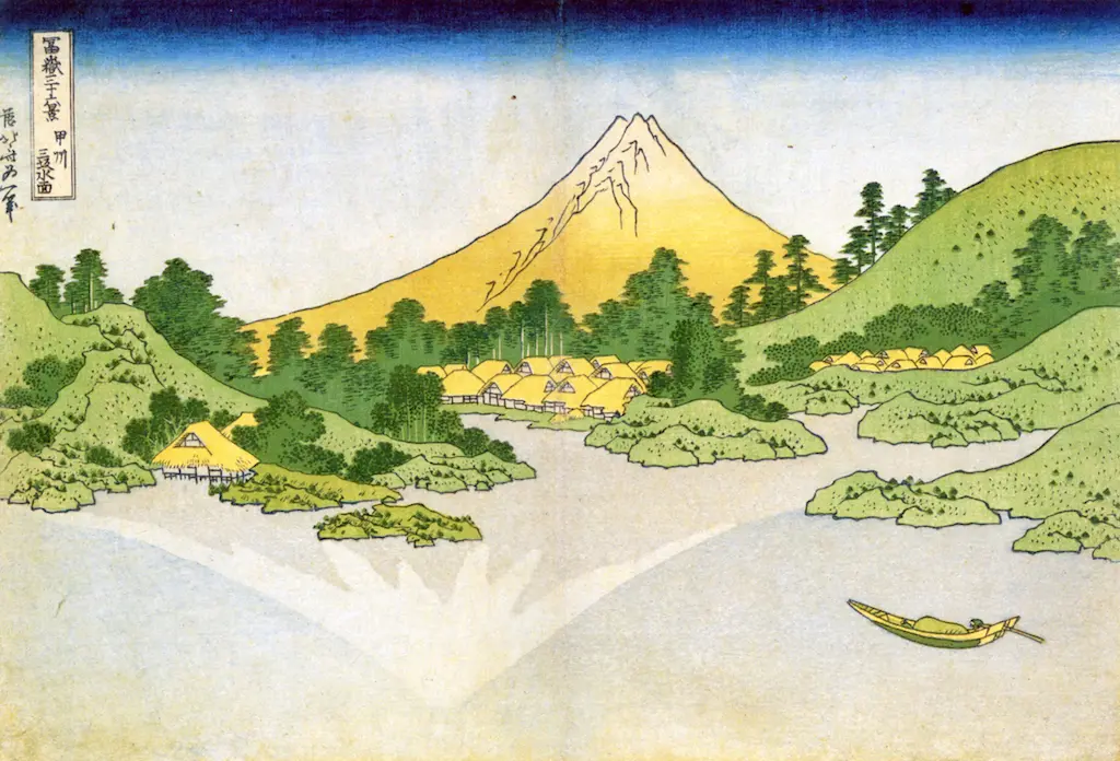 浮世絵 SHO 風景画 北斎 コピー 3枚もの 水彩画 浮世絵 sho 風景画