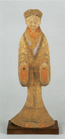 灰陶加彩人物俑の画像