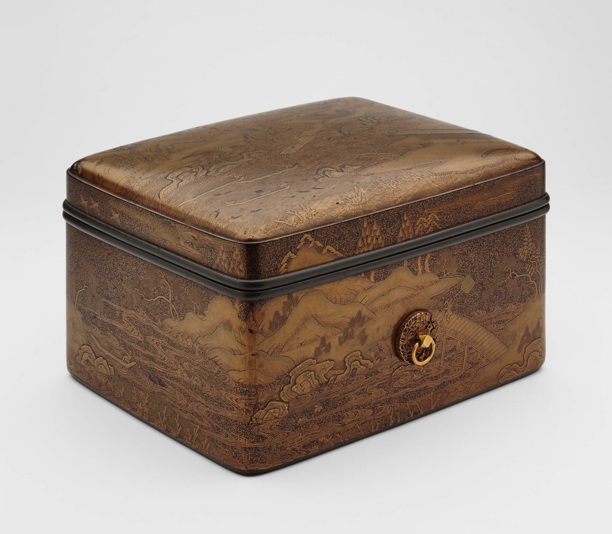 山水人物蒔絵手箱の画像