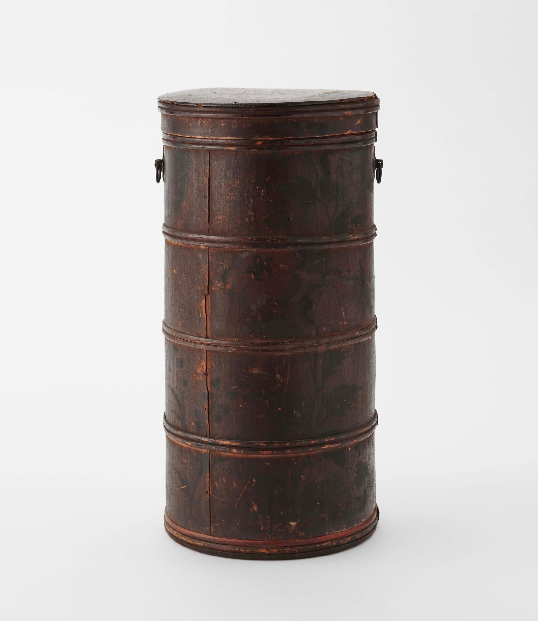 鳥牡丹彩絵曲物笥の画像