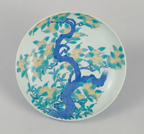 鍋島焼 色絵 柳に鷺文額皿 龍山／作 直径31cm 藍鍋島 大皿